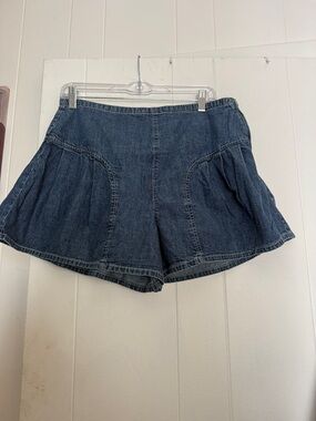 Casual Dark Blue Denim Skort Shorts for Women free people we the free